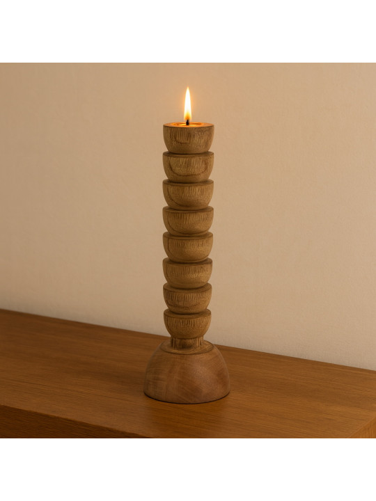 Candlestick KOOPMAN CANDLE HOLDER WOOD 250MM (F1) (075541) (A69000090)