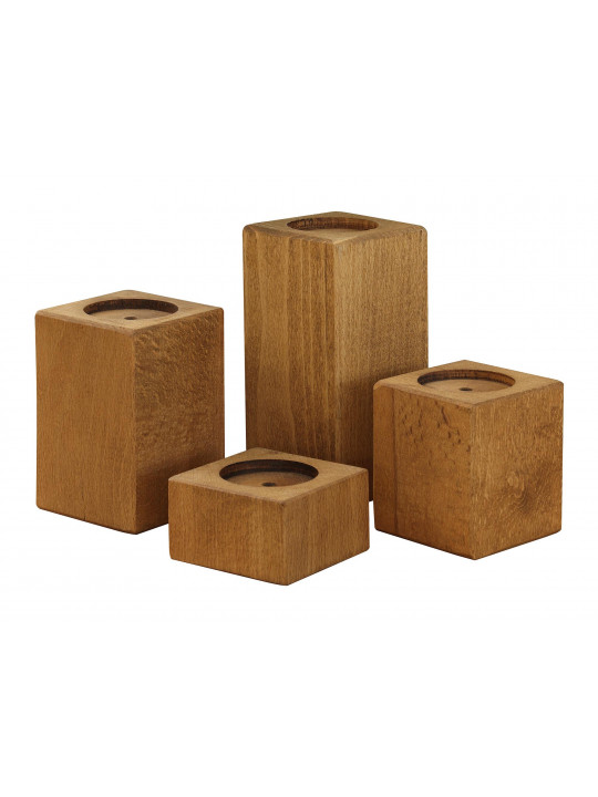 Decorate objects HOBEL CANDLESTICK WOOD RUSTIC 4PC 
