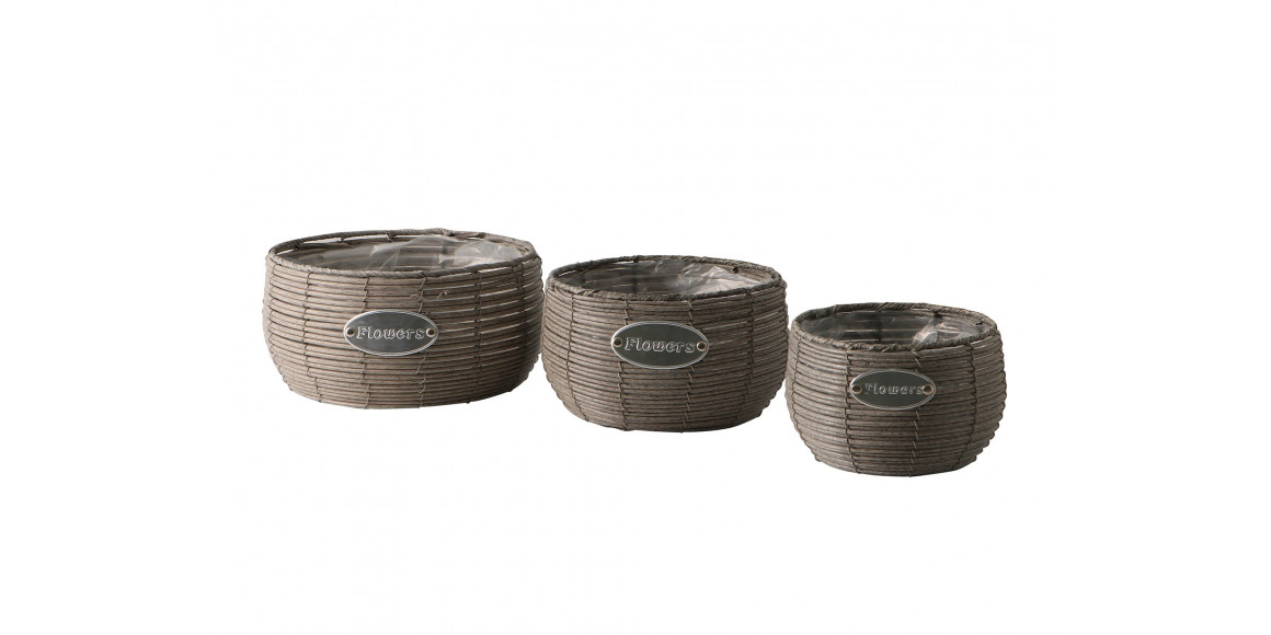 Դեկորատիվ առարկաներ KOOPMAN FLOWERPOT SET 3PCS TAUPE (430000850)