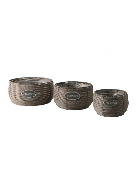 Դեկորատիվ առարկաներ KOOPMAN FLOWERPOT SET 3PCS TAUPE 430000850