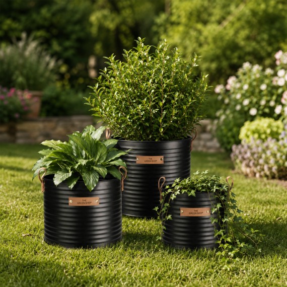 Decorate objects KOOPMAN FLOWER POT BLACK SET3 (HZ1953070)