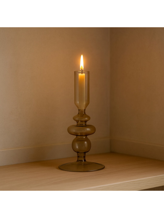 Candlestick KOOPMAN GLASS 17CM 2ASS (AAE204010)