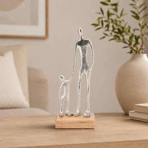 Decorative objects KOOPMAN STATUE MAN AND CHILD 24CM SILVER (131995) (A68120580)