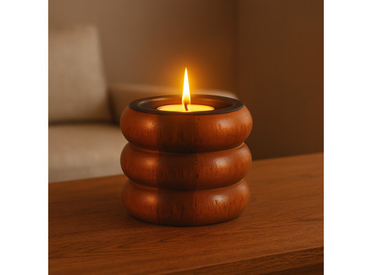 Candlestick KOOPMAN TEALIGHT HOLDER H8CM WALNUT (A63100520)