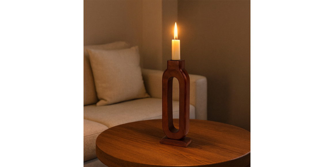 Подсвечник KOOPMAN TEALIGHT HOLDER OVAL H30 WALNUT (A68100080)