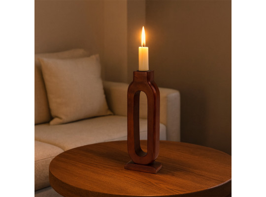 Candlestick KOOPMAN TEALIGHT HOLDER OVAL H30 WALNUT (A68100080)