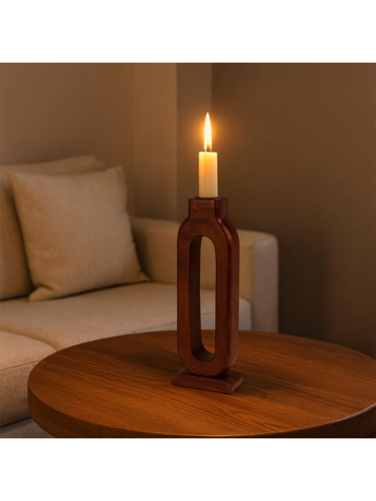 Մոմակալ KOOPMAN TEALIGHT HOLDER OVAL H30 WALNUT (A68100080)