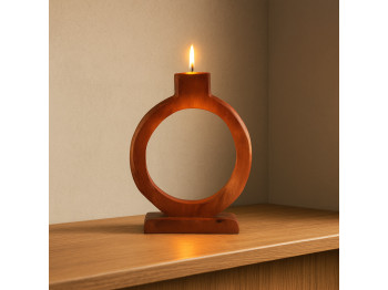 Candlestick KOOPMAN TEALIGHT HOLDER ROUND H25 WALNUT (A68100050)