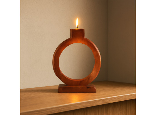 Candlestick KOOPMAN TEALIGHT HOLDER ROUND H25 WALNUT (A68100050)