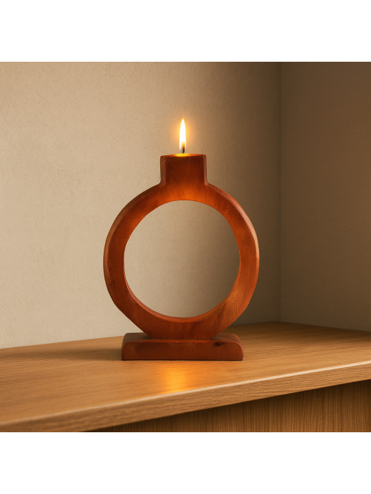 Подсвечник KOOPMAN TEALIGHT HOLDER ROUND H25 WALNUT (A68100050)