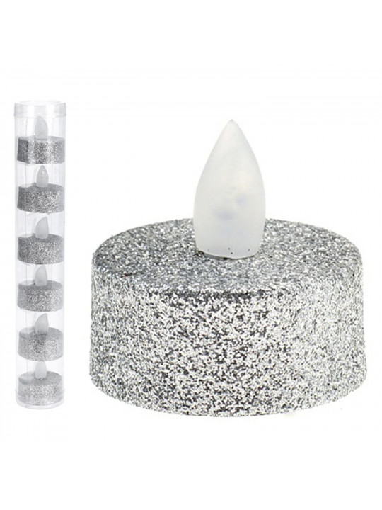 Ամանորյա դեկորատիվ առարկաներ KOOPMAN TEALIGHT LED SILVER GLITTER (698859) (AX5990620)