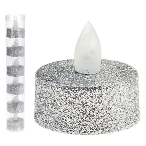 Ամանորյա դեկորատիվ առարկաներ KOOPMAN TEALIGHT LED SILVER GLITTER (698859) (AX5990620)