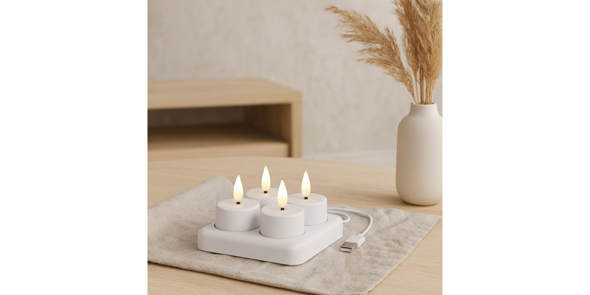Свеча KOOPMAN TEALIGHT WITH LED SET 4PCS (637053) (XX8114170)