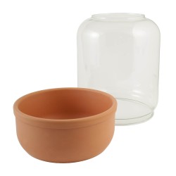 Ваза KOOPMAN VASE GLASS W TERRACOTTA BASE (758222) (008000330)