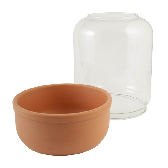 Ваза KOOPMAN VASE GLASS W TERRACOTTA BASE (758222) (008000330)