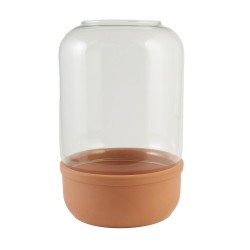 Ваза KOOPMAN VASE GLASS W TERRACOTTA BASE (758222) (008000330)