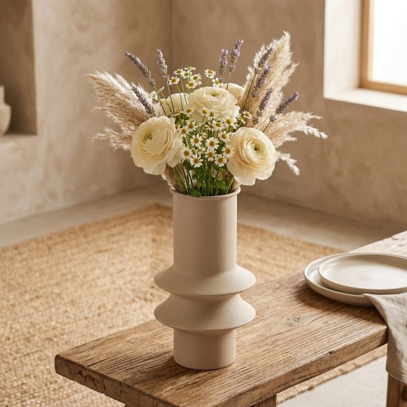 Vase KOOPMAN VASE ZINC 140X140X245MM SAND (577779) (FZ1002060)