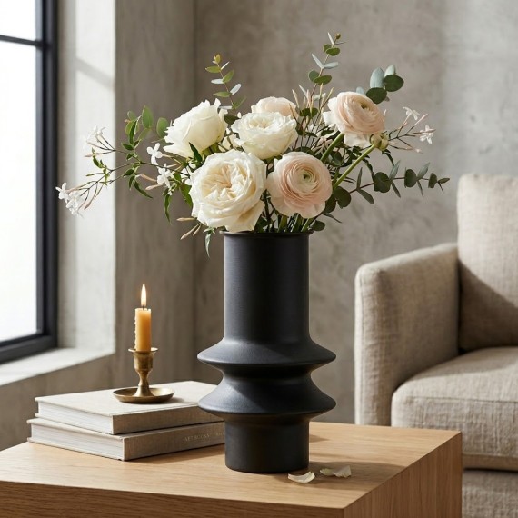 Vase KOOPMAN VASE ZINC 140X140X245MM BLACK (577847) (FZ1002080)