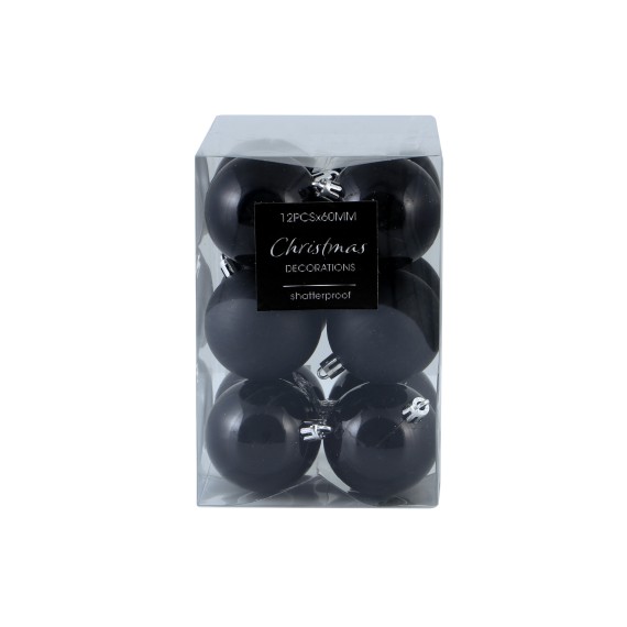 Новогодные декоративные аксессуары KOOPMAN XMAS BALL 12X60MM BLACK (CAN218040)