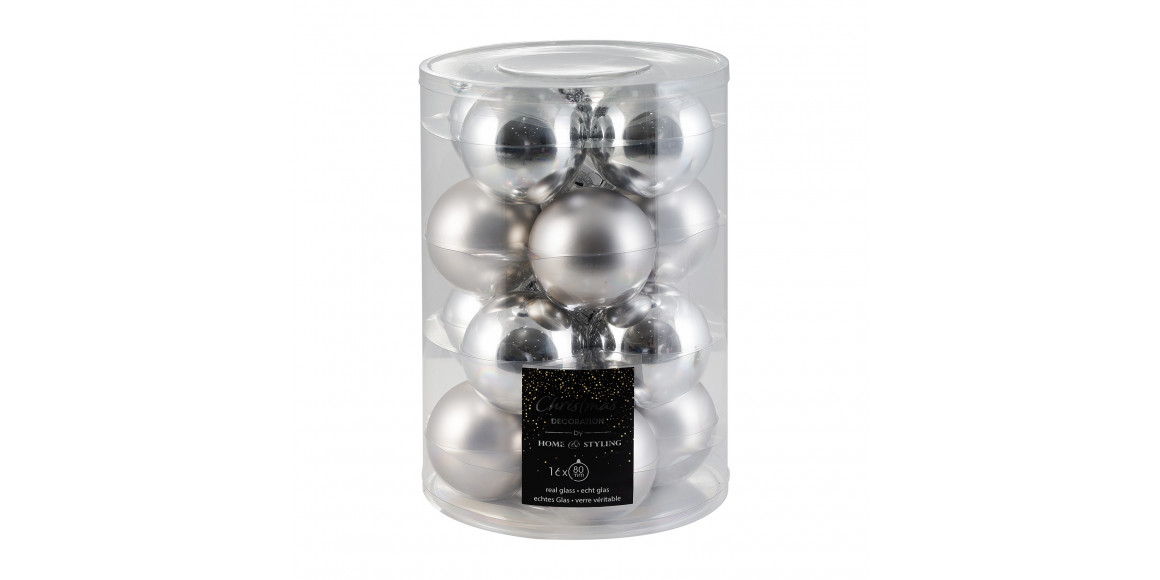 Ամանորյա դեկորատիվ առարկաներ KOOPMAN XMAS BALL 80MM S16 SILVER (163767) (ARB105010)