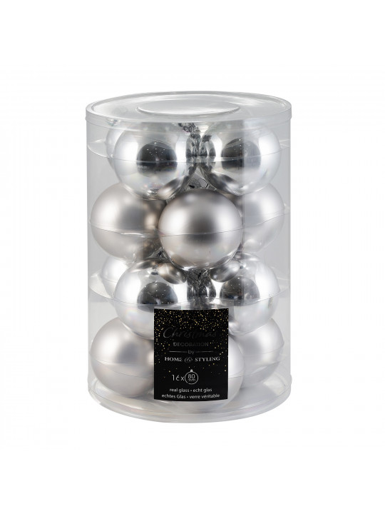 N/y decorate objects KOOPMAN XMAS BALL 80MM S16 SILVER (163767) (ARB105010)