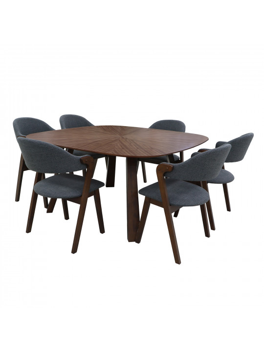 Dining set IVORIE ABAASA 3349/1348 1+6 NATURAL WALNUT 