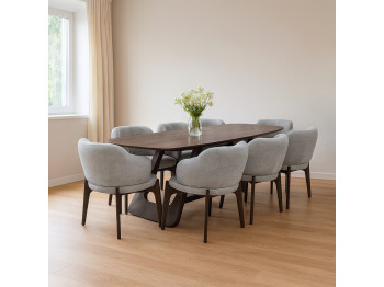 Dining set IVORIE ALETA 3377/1393 1+8 NATURAL WALNUT 