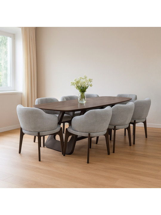 Столовый гарнитур IVORIE ALETA 3377/1393 1+8 NATURAL WALNUT 