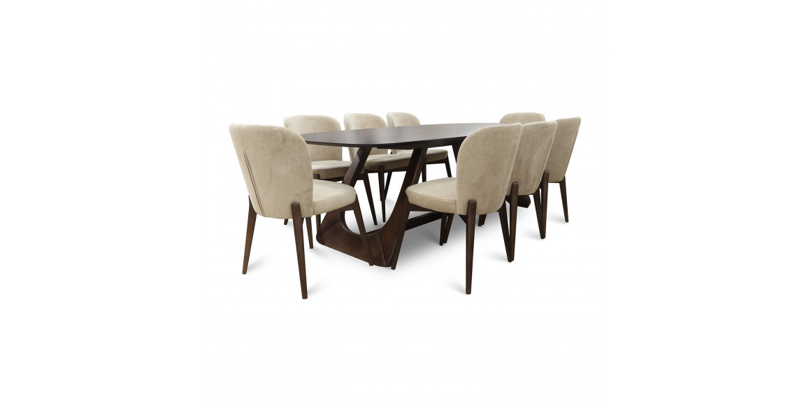 Dining set HOBEL ALICIA 1+8  BROWN PIGMENT/CH BLUE MELO 18 (5) 