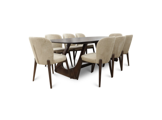 Dining set HOBEL ALICIA 1+8  BROWN PIGMENT/CH BLUE MELO 18 (5) 
