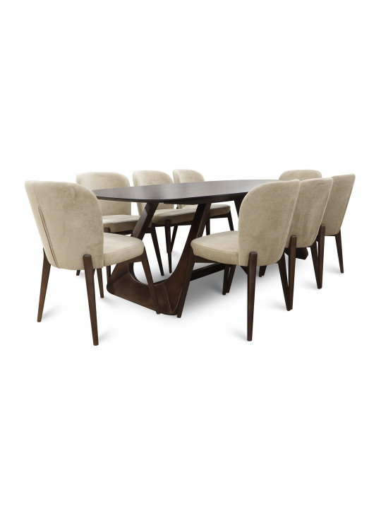 Ճաշասեղանի հավաքածու HOBEL ALICIA 1+8  BROWN PIGMENT/CH BLUE MELO 18 (5) 