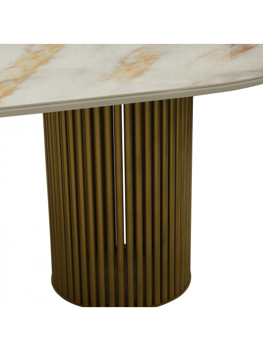 Dining set MAMADOMA ASKAR SOFT-200 1+8 BELDIA BIANCO GLOSS PREMIUM СЕР/CH MICHAEL ЗОЛОТО/CREAM LUX B3 (7) 