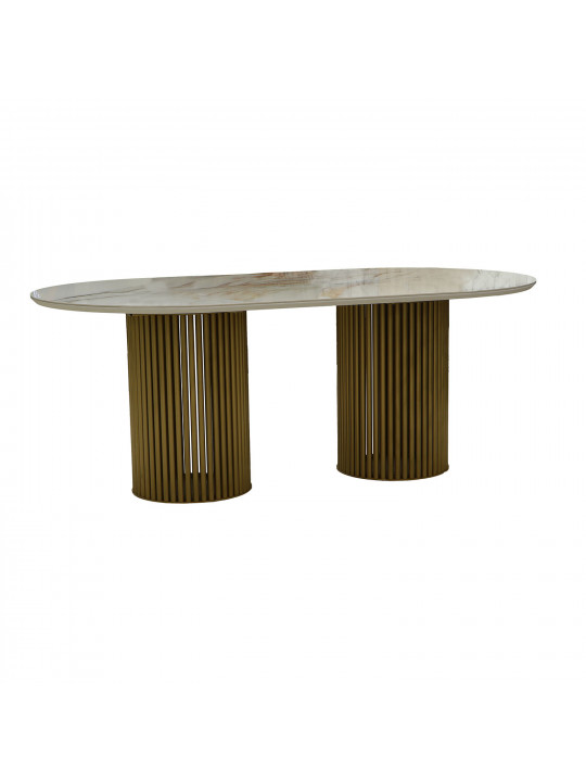 Dining set MAMADOMA ASKAR SOFT-200 1+8 BELDIA BIANCO GLOSS PREMIUM СЕР/CH MICHAEL ЗОЛОТО/CREAM LUX B3 (7) 