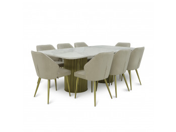 Столовый гарнитур MAMADOMA ASKAR-200 1+8 PATAGONOA BIANCO GLOSS PREMIUM СЕР ЗОЛОТО/CH MICHAELCREAM LUX B3 (7) 