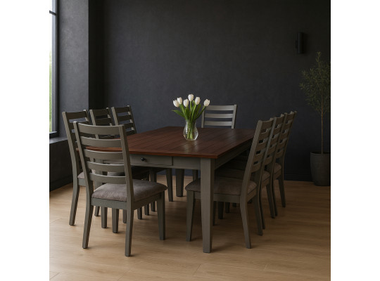 Столовый гарнитур HOBEL DORA 1+8 GREY/CH SHO599/2 (10) 