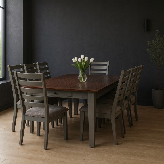 Ճաշասեղանի հավաքածու HOBEL DORA 1+8 OAK PIGMENT/GREY/CH SHO599/2 (10) 