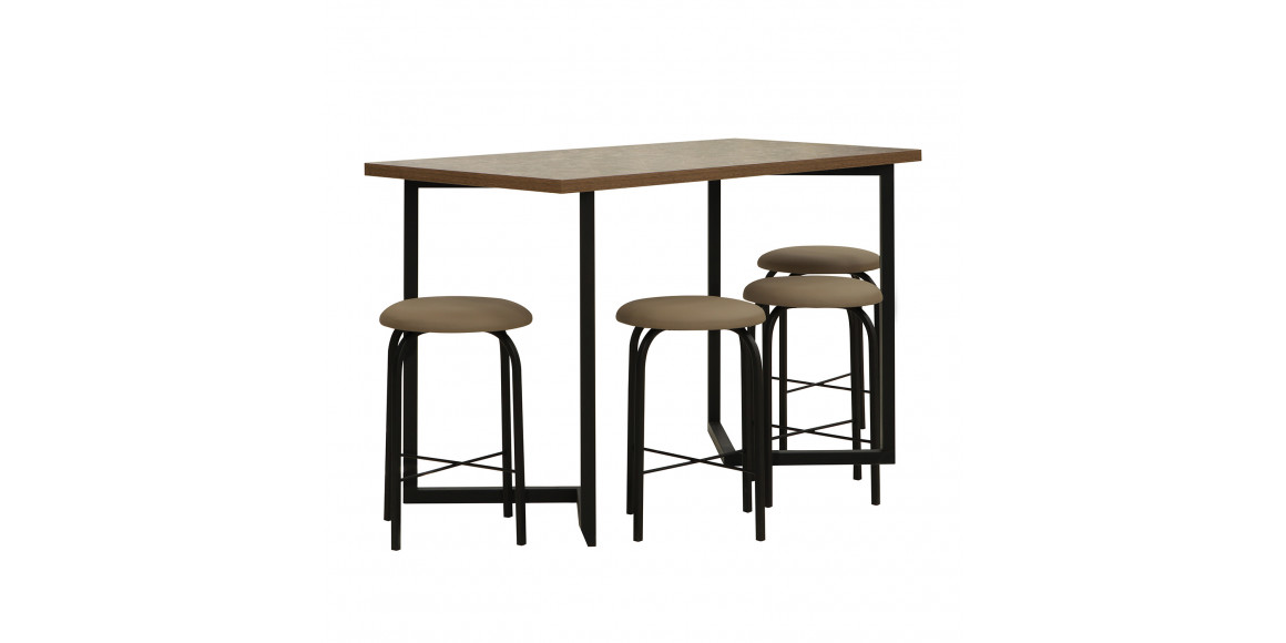 Dining table HOBEL EX-A84 1+4 METAL BLACK COMBY (3) 