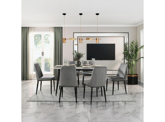 Ճաշասեղանի հավաքածու HOMELEGANCE GRANO 5909-59/MB/S 1+6 GREY (5) 