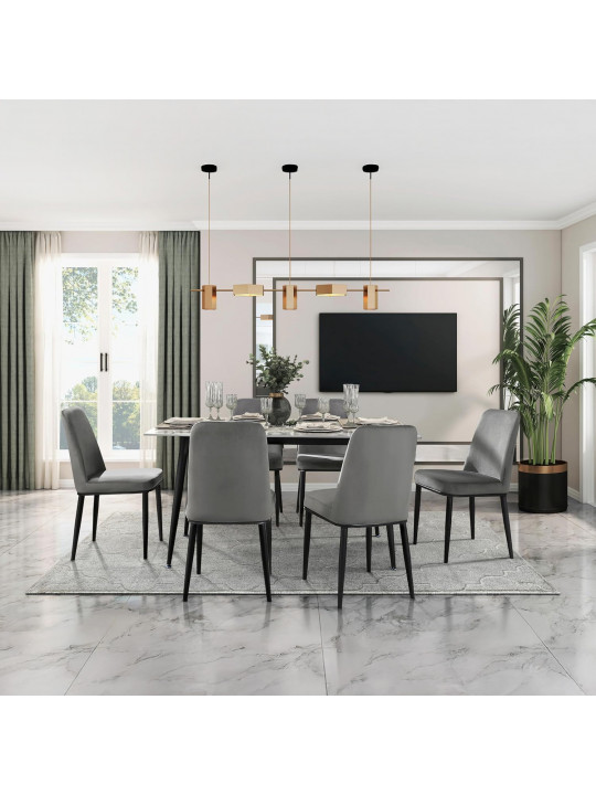 Ճաշասեղանի հավաքածու HOMELEGANCE GRANO 5909-59/MB/S 1+6 GREY (5) 
