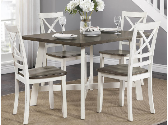 Dining set HOMELEGANCE VANNI 5777WH 1+4 WHITE/GREY 