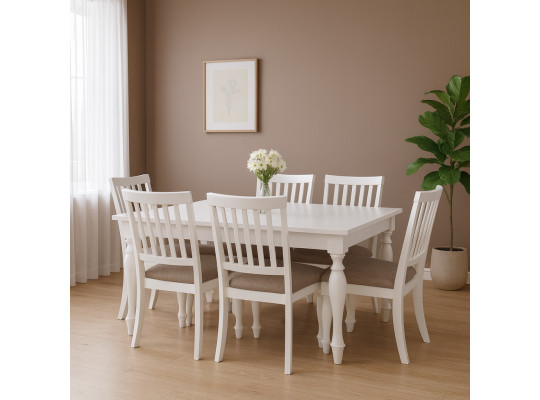 Столовый гарнитур HOBEL JANZEN 1+6 DT WHITE/CH BONCHUK 7 (7) 