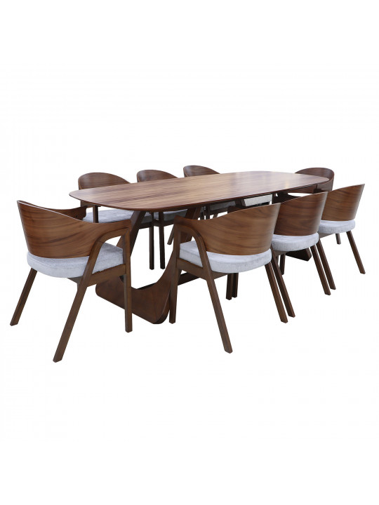 Dining set IVORIE LILIANA 3377/1382 1+8 NATURAL WALNUT 