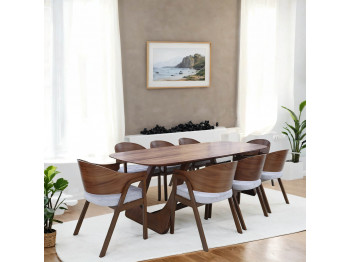 Dining set IVORIE LILIANA 3377/1382 1+8 NATURAL WALNUT 