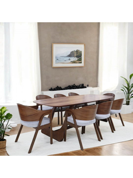 Dining set IVORIE LILIANA 3377/1382 1+8 NATURAL WALNUT 