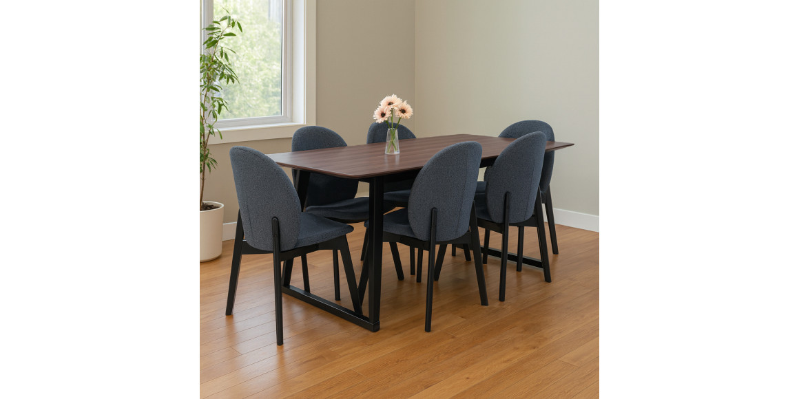 Столовый гарнитур IVORIE MAEENA 3260/1225 1+6 NATURAL WALNUT BLACK 