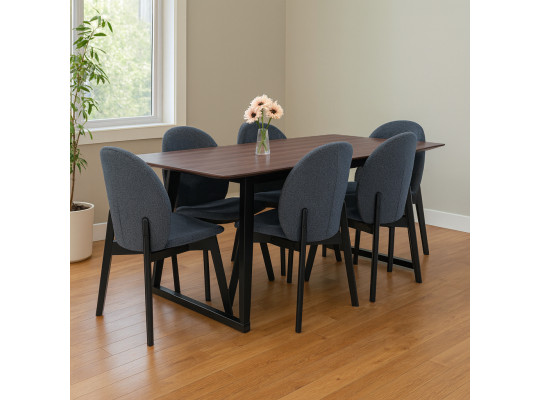Столовый гарнитур IVORIE MAEENA 3260/1225 1+6 NATURAL WALNUT BLACK 
