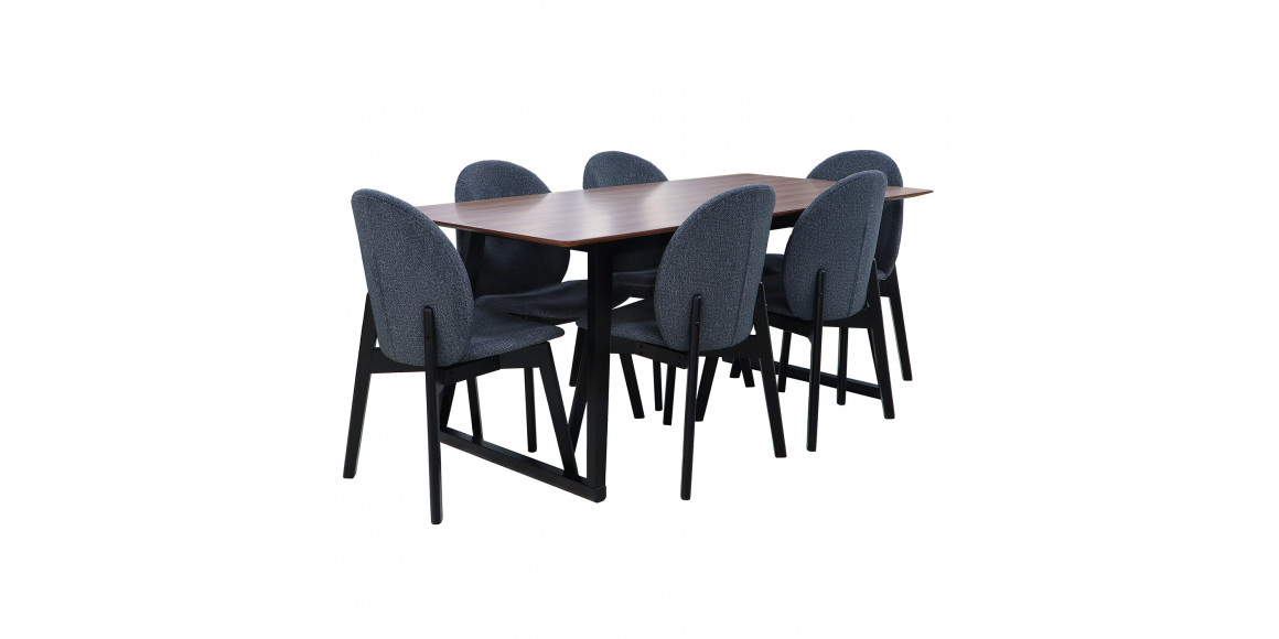 Dining set IVORIE MAEENA 3260/1225 1+6 NATURAL WALNUT BLACK 