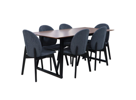 Dining set IVORIE MAEENA 3260/1225 1+6 NATURAL WALNUT BLACK 