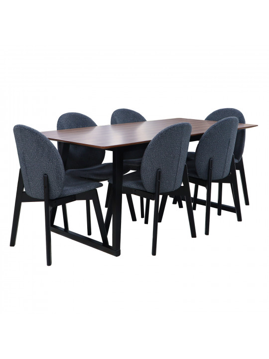 Dining set IVORIE MAEENA 3260/1225 1+6 NATURAL WALNUT BLACK 