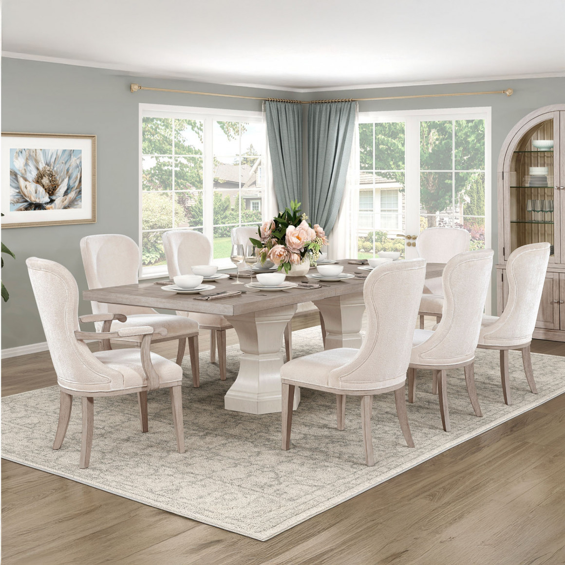 Столовый гарнитур HOMELEGANCE MIRANDA 6018-108B/A/S 1+2+6 (6) 